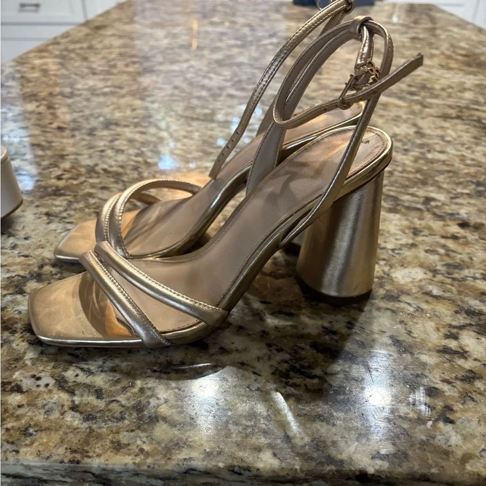 Sam Edelman Metallic Gold Strappy Heels - Picture 3 of 5